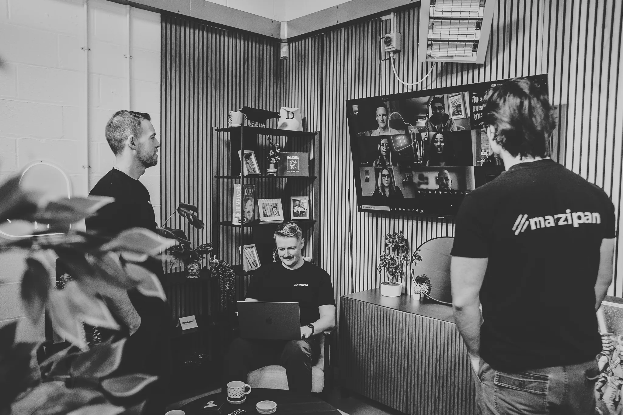 The Marzipan team on a video call with a client team, coordinating a campaign